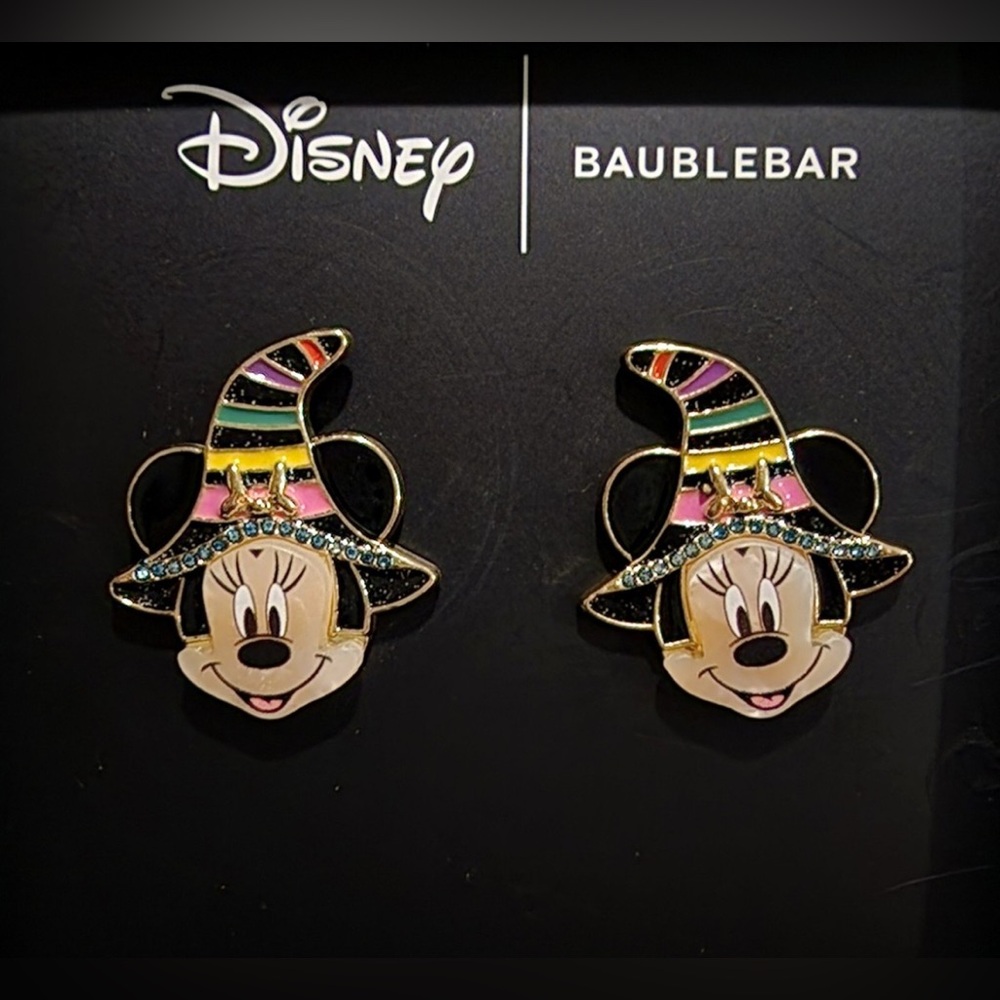 Disney x Baublebar Earrings Minnie Mouse Witch Hat Stud Earrings Halloween NIB